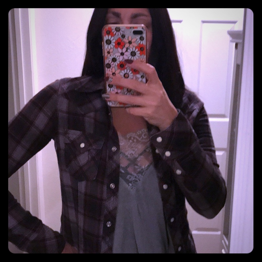 Vintage True Religion cow boy button flannel